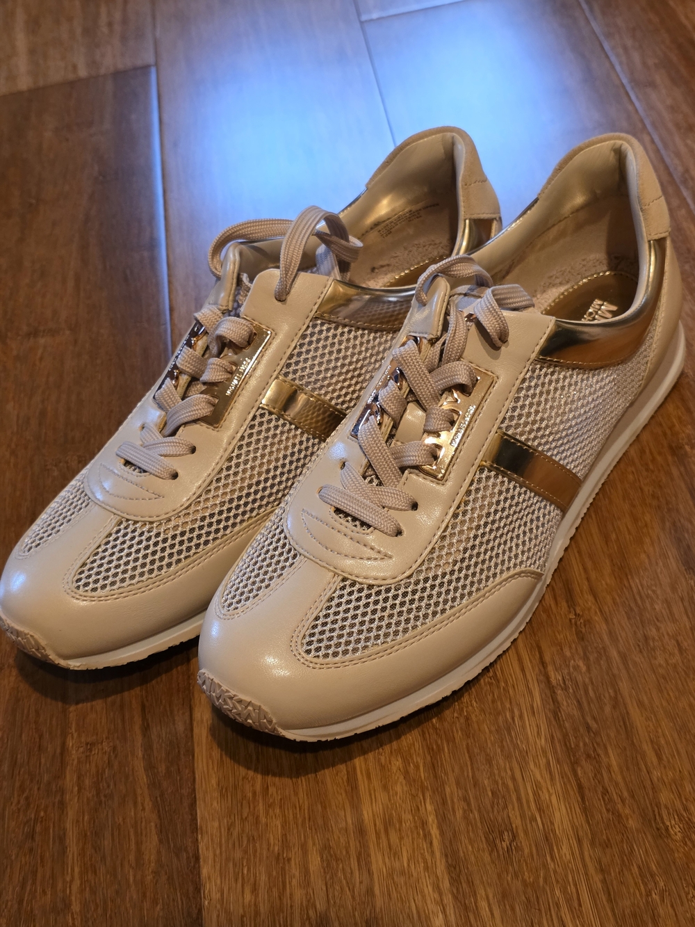 Michael Kors Pink Mesh Sneakers with Gold Accents Brand New
